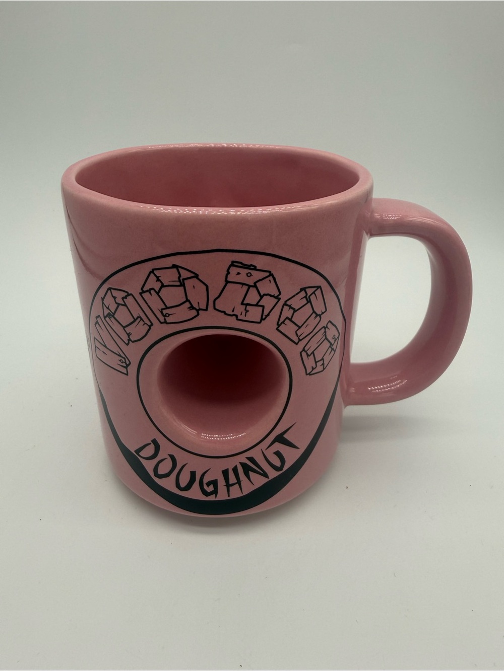 Voodoo Doughnut Coffee Mug Donut Cup PINK “The Magic is in the Hole” Ceramic EUC